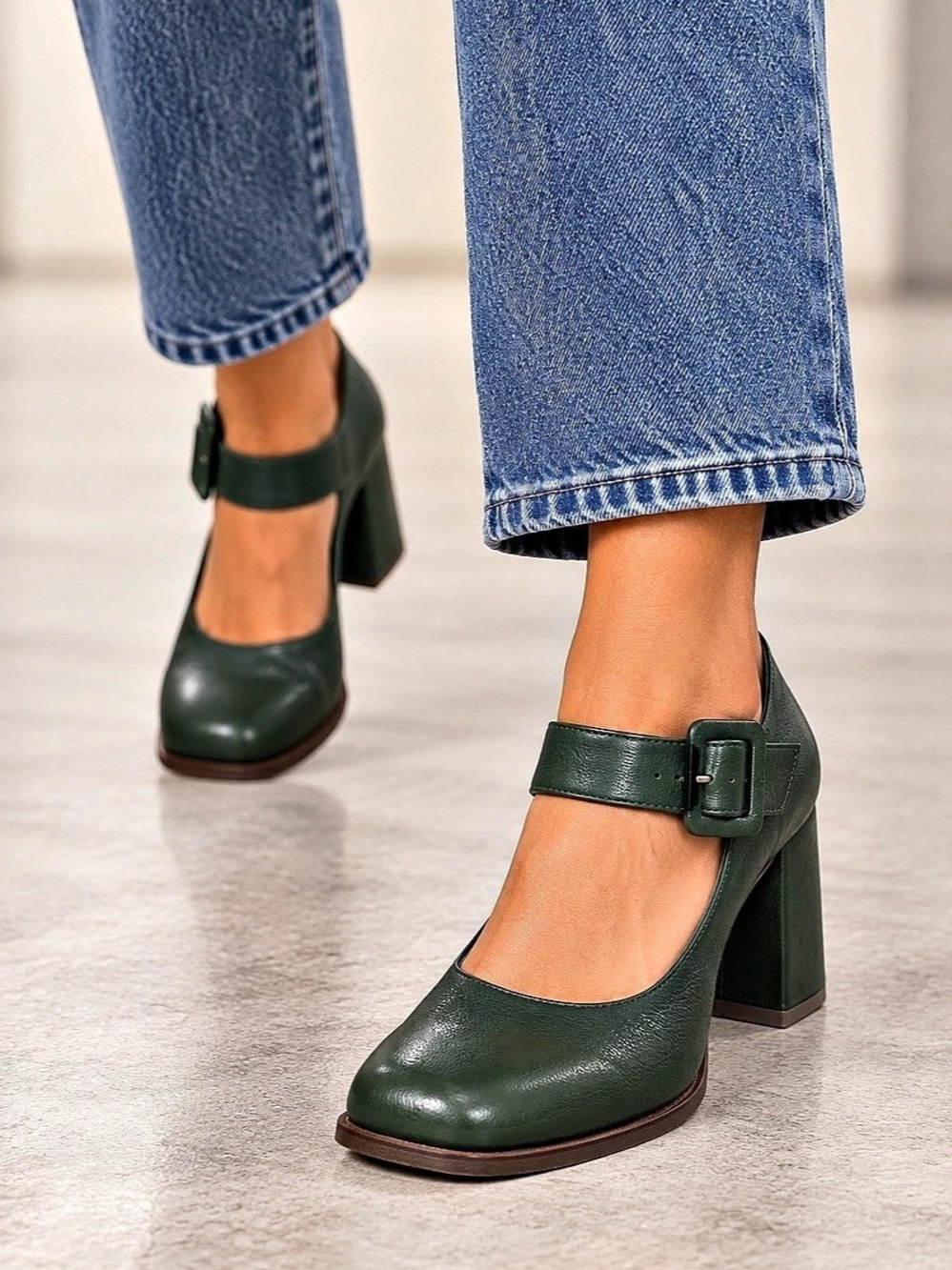 Violis Green Leather Mary Jane Heels EU 40